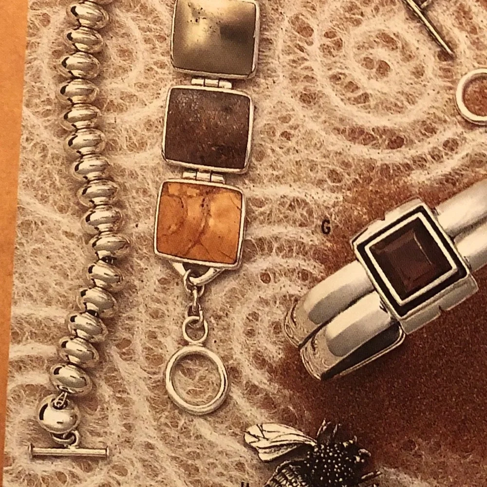 Rare Vintage Silpada Sterling Silver Oval Bead Toggle Clasp Bracelet B0626